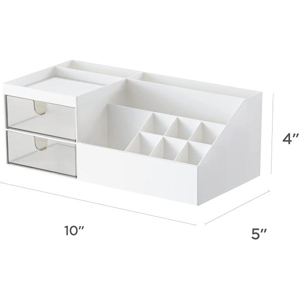HBlife Makeup Organizer for Vanity Desk Organizers and Storage Skincare Organizers Cosmetic Display Case Desktop Organizer for Office, White