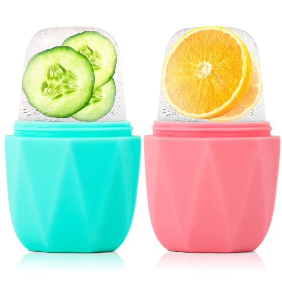 2Pack Ice Roller for Face, Qewro Silicone Ice Roller to Tone skin, Reusable Ice Roller for Face & Eye Puffiness Relief, Ice Roller Mold for Face and Neck, Facial Roller to Remove Fine Lines Puffiness Pores Anti Wrinkles