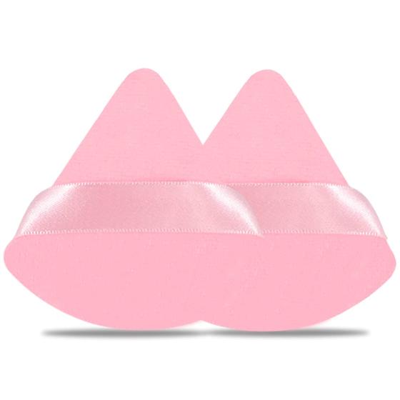 2 Pieces Powder Puff Face Cosmetic 2.76 Inch Soft Triangle Powder Puffs Washable Reusable Velour Cotton Puff Setting Makeup Sponge for Under Eyes and Face Corners Body Loose Powder Makeup Tool (Black)