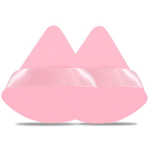 2 Pieces Powder Puff Face Cosmetic 2.76 Inch Soft Triangle Powder Puffs Washable Reusable Velour Cotton Puff Setting Makeup Sponge for Under Eyes and Face Corners Body Loose Powder Makeup Tool (Black)