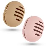 Fauxomor Makeup Sponge Holder,2PCS Double-sided Breathable Silicone Beauty Blender Holder for Travel,Shatterproof Makeup Sponge Travel Case for All Sponges Sanitary Reuse Easy to Carry,Khaki+Pink