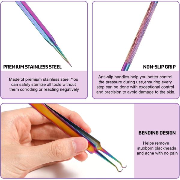 JPNK Blackhead Remover Tools, Stainless Steel Pimple Popper Tool Kit Including 6Pcs Comedone Extractors and a 10X Blackhead Mirror