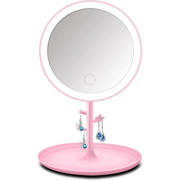 OUOYYO Travel Mirror Touch Screen Lighted Makeup Mirror with 25 LEDs Dimmable Brightness 3 Modes Portable Ultra Thin Compact Vanity Mirror for Girl Women (White)