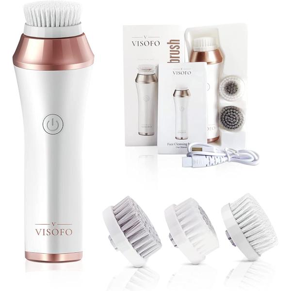 Rechargeable Waterproof Facial Cleansing Brush for Women with Oily, Dry, Mixed and Normal Skin | Exfoliating Spin Face Brush Cleanser Scrubber Cleaning Wash Scrub Exfoliator Cleanser with 7 Brushes