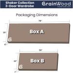 Grain Wood Furniture Shaker 3-Door Wardrobe， Cherry