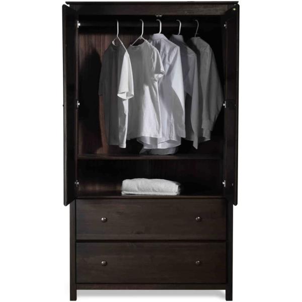 Grain Wood Furniture Shaker 2-Door Wardrobe, Expresso