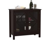 CNPRAZ has a Two -Layer Glass Door Kitchen Cabinet, Locker, Dining Table, Multi -Functional Cabinet, Rural Style, Sufficient Storage Space (Brown)