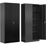 Greenvelly Locking Cabinet, Metal Garage Storage Cabinet with Doors and Shelves for Home Office, Black Steel Tool Cabinet with Lock, Lockable Large Utility Locker with Keys for Warehouse, Pantry Room