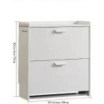 OIHYA Tipping Shoe Cabinet, 2 Flip Drawers Tipping Shoe Cabinet Modern Shoe Storage Organizer Cabinet for Entryway, Hallway and Bedroom（24”X9.6”X30”） (White)