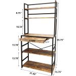 Furniouse 5-Tier Kitchen Bakers Rack, Industrial Microwave Oven Stand with Shelves, Kitchen Utility Storage Shelf with Cabinet, Standing Kitchen Storage Rack, Rustic Brown