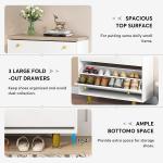 Tribesigns 3 Drawer Shoe Cabinet, Freestanding Shoe Rack Storage Organizer with Flip Door, Modern Tipping Bucket Shoe Cabinet for Entryway, Hallway, Bedroom, Small Spaces, White