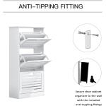 Sweiko Narrow Shoe Cabinet with 3 Flip Drawers Freestanding Shoe Cabinet Organizer with Hidden Handle Wooden Shoe Rack Storage Cabinet for Entryway Hallway Bedroom Living Room White