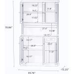 RASOO Buffet Hutch Cabinet Kitchen Sideboard Pantry Cabinet Wood Kitchenware Server Kitchen Storage Microwave Cabinet with 3 Doors Upstairs and 3 Doors downstairs and 1 Drawer， White