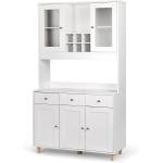 VOWNER 71" Traditional Freestanding Kitchen Pantry Storage Cabinet， Pantry Cabinet with 3 Drawers and 5 Storage Cabinets， White