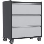 Reemoon Rolling Garage Storage Cabinet with Wheels， Metal Tool Storage Cabinet with 3 Drawers， Black &amp; Gray