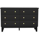 JOZZBY 6-Drawer Black Dresser with Metal Handles，Modern Dresser for Bedroom，Wood Storage Chest of Drawers for Living Room Hallway Entryway