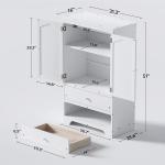 Rophefx 2 Door Kids Wardrobe with 2 Storage Drawers， Bedroom Armoire with Adjustable Shelf and Hanging Rod， Clothes Hanging Storage Rack， White