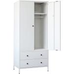 CJF Metal Storage Wardrobe with Hanging Rod， Armoire with 2 Doors and 2 Drawers，Steel Wardrobe Closet for Home， Office 74" H x 31.5" W x 20" D (White)