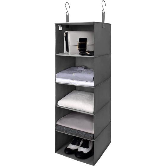 GRANNY SAYS 6-Shelf Hanging Closet Organizer, Closet Organizers and Storage, Foldable Hanging Shelves, Hanging Shelf Closet Organizer for Living Room, Dark Gray, 1-Pack