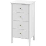 TTVIEW 4 Drawer Dresser, Antique Wide Chest of Drawers with Solid Frame, Closet Dresser Tall Storage Chest Cabinet Nightstand for Living Room, Bathroom, Entryway, White