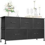 Devoko Dresser for Bedroom with 5 Drawers, Wide Chest of Drawers with Fabric Bins, Storage Organizer Unit with Steel Frame and Wooden Top for Living Room, Closets, TV Stand,Hallway and Entryway