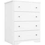 HOUSUIT Dresser with 4 Drawers, Modern Dressers for Bedroom, Chest of Drawers Clothes Organizer, Wooden Nightstand for Living Room, Closet, Hallway, White