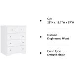 HOUSUIT Dresser with 5 Drawers, Modern Dressers for Bedroom, Wide Chest of Drawers Clothes Organizer, Wooden Nightstand for Living Room, Closet, Hallway, White