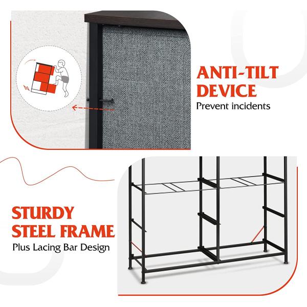 WLIVE Dresser for Bedroom with 8 Drawers, Wide Fabric Dresser for Storage and Organization, Bedroom Dresser, Chest of Drawers for Living Room, Closet, Hallway, Nursery, Dark Grey