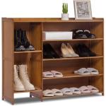 MoNiBloom Shoe Storage Cabinet with Tall Compartment， Bamboo Free Standing 5 Tier Shoe Rack for 16-20 Pairs Bedroom Entryway Hallway Home Office， Brown