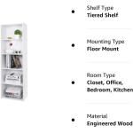 SUPER DEAL Wood Bookcase 5-Tier Open Shelf Tall Narrow Bookshelf for Small Spaces Freestanding Cube Display Storage Organizer for Kids Bedroom Home Office Apartment， 52 Inch White