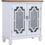 Sophia &amp; William Accent Storage Cabinet with Wood Frame and Iron Embossed Painted Door， Distressed Floor Cabinet for Entryway Bedroom Living Room