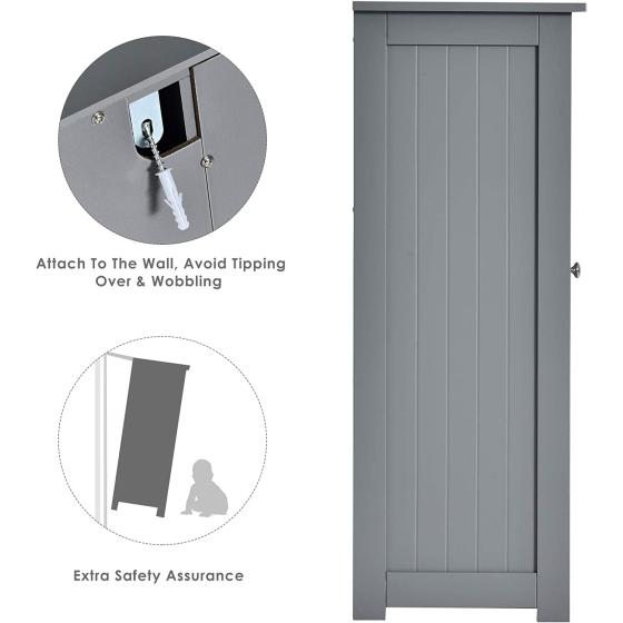 Giantex Bathroom Floor Cabinet, Wooden Storage Cabinet with 1 Door & 3 Drawer, Free Standing Entryway Cupboard, Spacesaver Cabinet