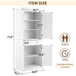 YOLENY Kitchen Pantry, 72” Freestanding Storage Cabinets with Doors and Shelves, Elegant Colonial Design Cabinet Cupboard with 3 Adjustable Shelves and 1 Storage Drawer,White