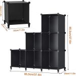 6-Cube Storage Organizer, Closet Organizer Storage Cabinet Shelf Bookcase Bookshelf with Metal Hammer, Storage Cubes Organizer Cabinet for Kids, Closet, Bedroom, Bathroom(11.8x11.8x11.8 inch)Black
