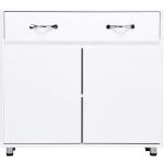 HomVent Storage Cabinet with Doors and Storage Drawer, 2 Doors Side Table with Drawer & Two Shelves Inside, Storage Idle Items Cabinet/Organization Shoe Cabinet for Living Room Office Bedroom (White)