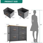 YITAHOME Storage Tower with 5 Drawers - Fabric Dresser, Organizer Unit for Bedroom, Living Room, Closets & Nursery - Sturdy Steel Frame, Easy Pull Fabric Bins & Wooden Top