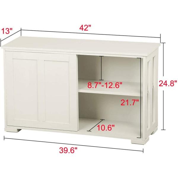 Topeakmart Kitchen Storage Sideboard - Antique White Stackable Cabinet with Sliding Door Inner Adjustable Shelf for Home Cupboard Buffet Dining Room Use