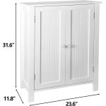 ZENY Bathroom Floor Storage Cabinet with Double Door + Adjustable Shelf， Wooden Organizer Cabinet for Living Room， Bathroom， Bedroom， Modern Home Furniture， White