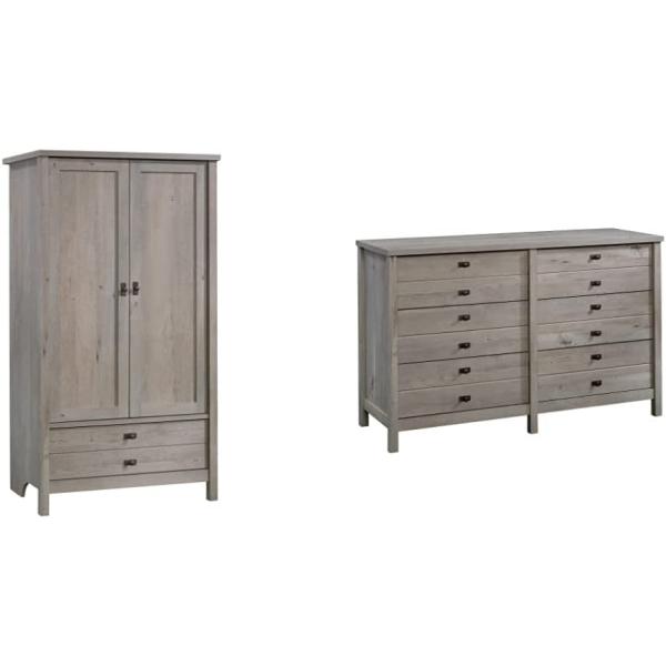 Sauder Cottage Road Armoire, L: 32.44" x W: 21.73" x H: 59.17", Mystic Oak finish