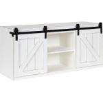 Kate and Laurel Cates Decorative Wood Wall Storage Cabinet with Two Sliding Barn Doors， Rustic Gray