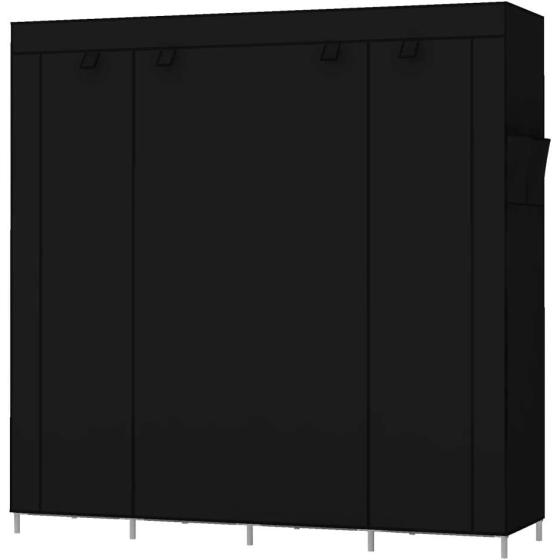 UDEAR Portable Closet Large Wardrobe Closet Clothes Organizer with 6 Storage Shelves, 4 Hanging Sections 4 Side Pockets,Black