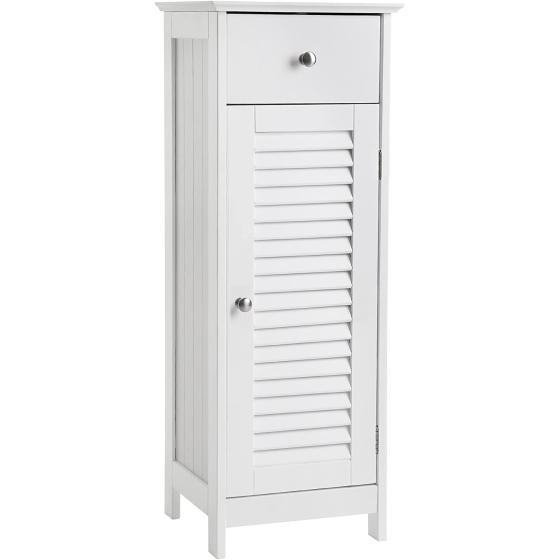 VASAGLE Bathroom Storage Cabinet Free Standing, with Drawer and Adjustable Shelf, Kitchen Cupboard, Wooden Entryway Storage Cabinet, 23.6 x 11.8 x 31.5 Inches, White UBBC61WT