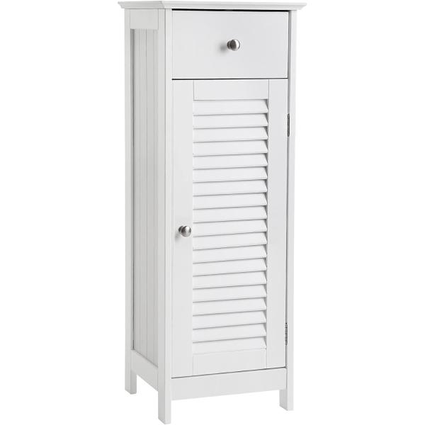 VASAGLE Bathroom Storage Cabinet Free Standing, with Drawer and Adjustable Shelf, Kitchen Cupboard, Wooden Entryway Storage Cabinet, 23.6 x 11.8 x 31.5 Inches, White UBBC61WT