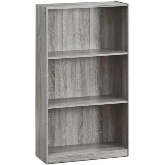 Furinno Basic 3-Tier Bookcase Storage Shelves， French Oak Grey
