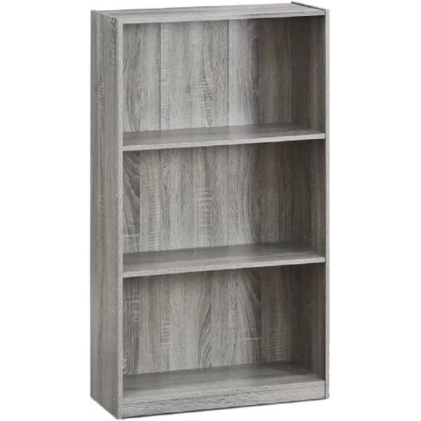 Furinno Basic 3-Tier Bookcase Storage Shelves， French Oak Grey