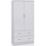 HODEDAH IMPORT Two Door Wardrobe， with Two Drawers， and Hanging Rod， White.