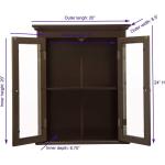 glitzhome Wooden Floor Storage Cabinet with Drawer and Glass Double Doors for Bathroom， Living Room， Bedroom， Kitchen