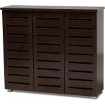 Wholesale Interiors Baxton Studio Adalwin Modern and Contemporary 3-Door Dark Brown Wooden Entryway Shoes Storage Cabinet