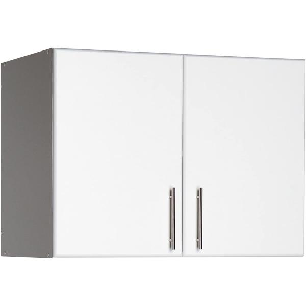 Prepac Elite 2 Door Stackable Wall Mounted Storage Cabinet， 16" D x 32" W x 24" H， White