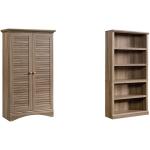 Sauder Harbor View Storage Cabinet， L: 35.43" x W: 16.73" x H: 61.02"， Antiqued White Finish